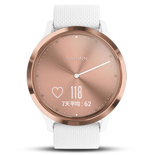 佳明（GARMIN）智能手表 迪丽热巴畅销款 vivomove HR 玫瑰金 智能通知健康指针隐藏式触摸屏 运动版标准号