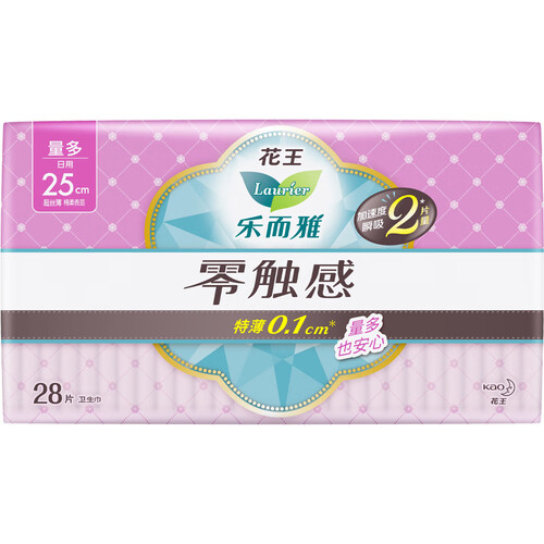 京东超市花王乐而雅（laurier）零触感特薄超长量特多日用卫生巾25cm 28片（新老包装随机发放）