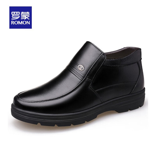 【新品预售】Romon/罗蒙2019新款男士套脚商务休闲鞋透气软底正装皮鞋男LM669 黑色 43