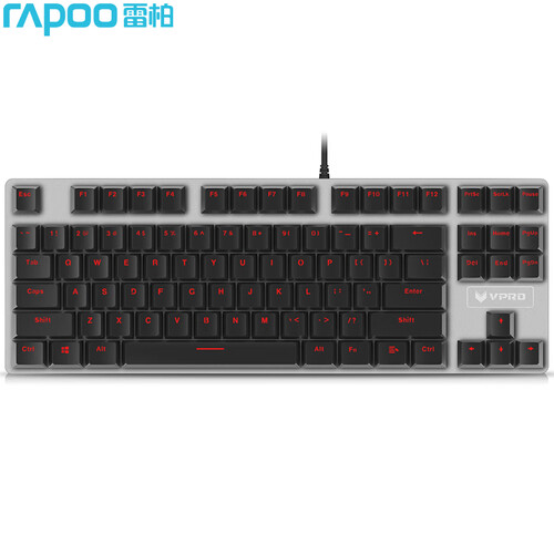 雷柏（Rapoo） V500合金版 机械键盘 有线键盘 游戏键盘 87键 吃鸡键盘 电脑键盘 笔记本键盘 黑色 黑轴 自营