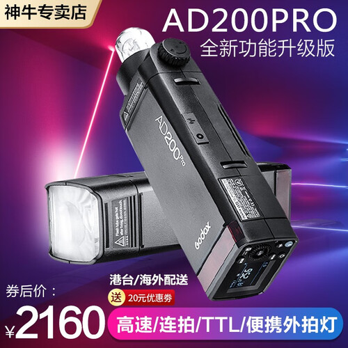 神牛（Godox）AD200pro大功率外拍灯单反闪光灯锂电池高速TTL摄影灯 口袋灯外拍闪光灯 AD200PRO【标配】