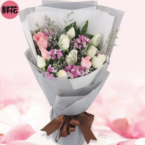 蔷薇恋鲜花速递全国同城送花11朵玫瑰混搭花束香水百合香槟礼盒生日礼物北京上海广州深圳重庆武汉成都花店 一往情深|11朵玫瑰 全国同城送花上门
