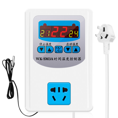 标康 智能温控器10A 数显温控开关温度控制器温控插座冰箱空调探头配金属防水探头WK-SM3