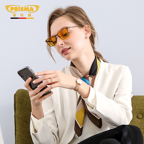 PRiSMA防蓝光眼镜 德国进口办公手机电脑专用防辐射眼镜 学生抗疲劳平光护目镜女 FF704 蓝光阻隔率95%