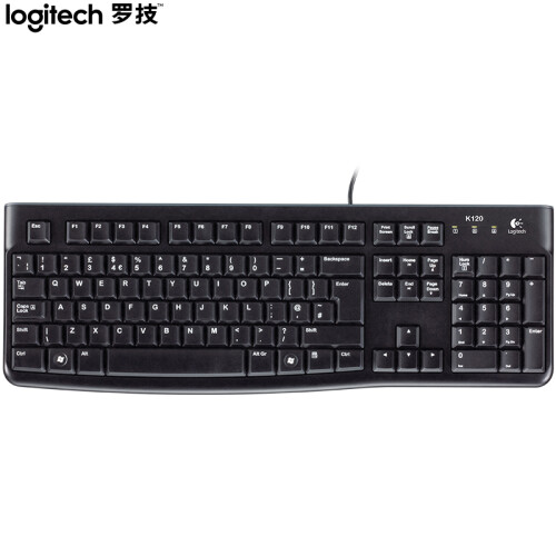 罗技（Logitech）K120 键盘 有线键盘 办公键盘 全尺寸 黑色 自营 U口