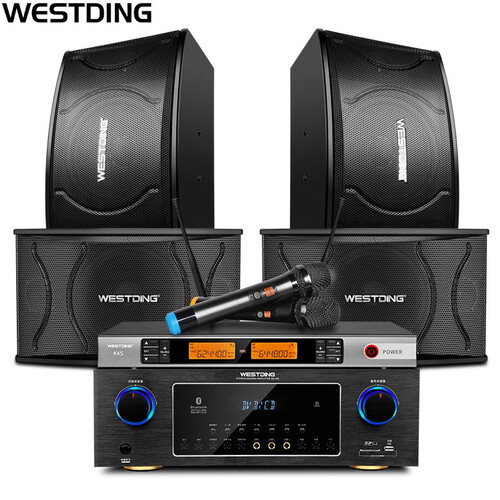 威斯汀（WESTDING） V3会议音响三分频培训室内舞台演出一拖4ktv卡包音箱蓝牙功放金属麦克风 108一拖4音响功放套装100-200平