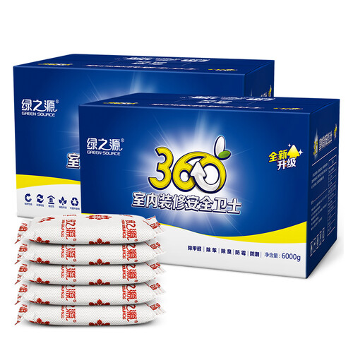 京东超市绿之源 6kg*2箱360°室内装修安全卫士升级版活性炭包 车用吸去除甲醛清除剂竹炭包家用除臭去除异味防潮碳包