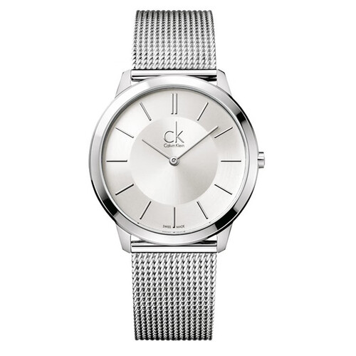 CK卡文克莱（CalvinKlein）MINIMAL系列 米兰编织钢带石英情侣表女表 K3M22126