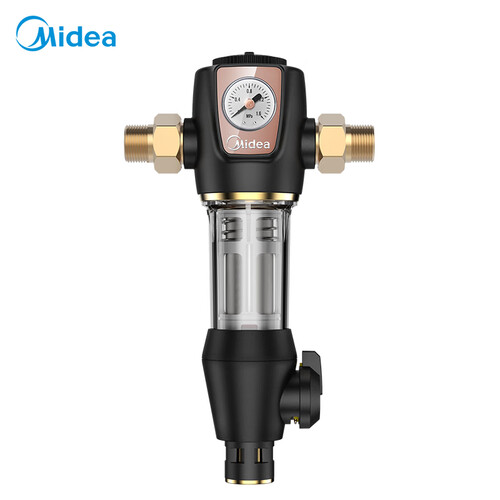 美的 Midea 316不锈钢免更换双滤网 反驱动冲洗 高精度过滤 3T/h大流量 全屋净水前置过滤器 QZBW20S-5