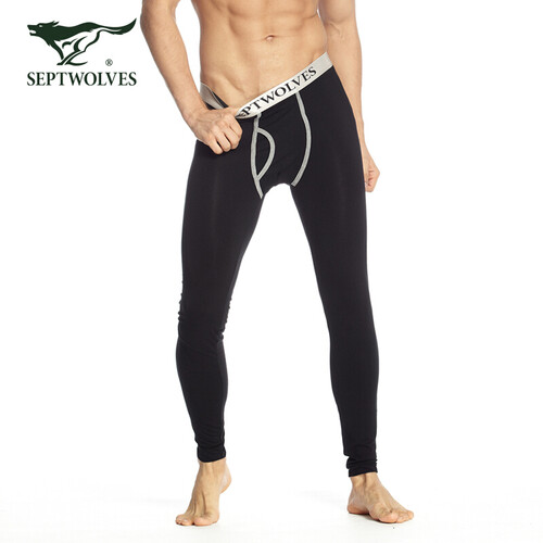 京东超市七匹狼男士保暖裤秋冬修身薄款抗菌打底秋裤棉裤单条装 98995 黑色 L