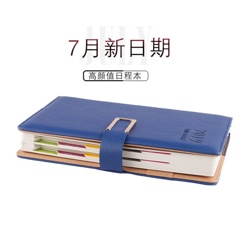 【赠笔】2019年一天一页日程本工作日志本日程本月计划本效率手册日历记事本文具本子定制logo 深蓝