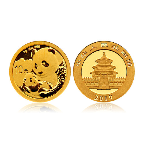 河南中钱 中国金币  2019年熊猫金币纪念币 熊猫金银币 各个规格 1g金猫  评级封装版