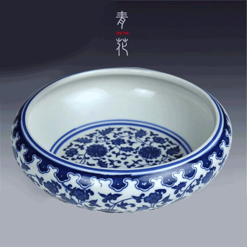 八鹰（WJ） 小植物 景德镇水仙花盆 碗睡莲盆缸 烟灰缸 陶瓷缸 乌龟缸金鱼缸 C款大号直径36cm