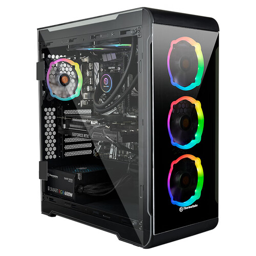 Tt（Thermaltake）View 32 TG RGB 机箱水冷电脑主机（4*RGB风扇/4*钢化玻璃/侧透/模块化/支持360冷排）