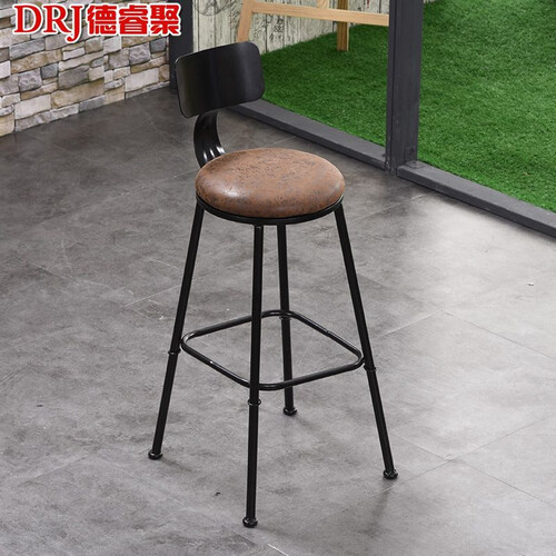 德睿聚 咖啡店奶茶甜品店简约靠墙吧台桌家用客厅小吧台桌长条桌窄高脚桌椅组合 吧台凳（软包坐垫）颜色可选