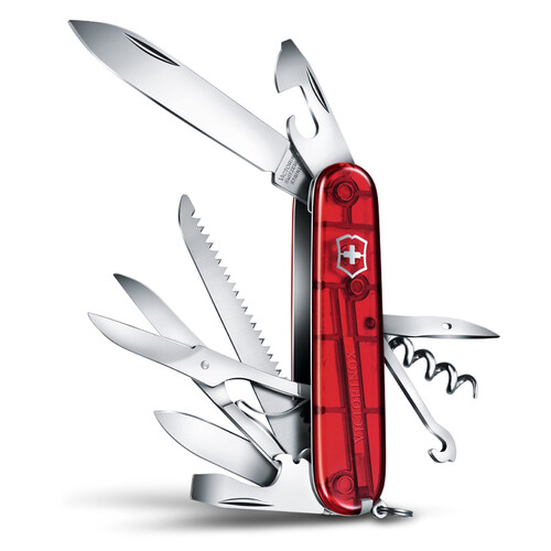 维氏(VICTORINOX)瑞士军刀 都市猎人91mm(15种功能) 多功能刀户外折叠刀具瑞士军士刀小刀 红色1.3713.T