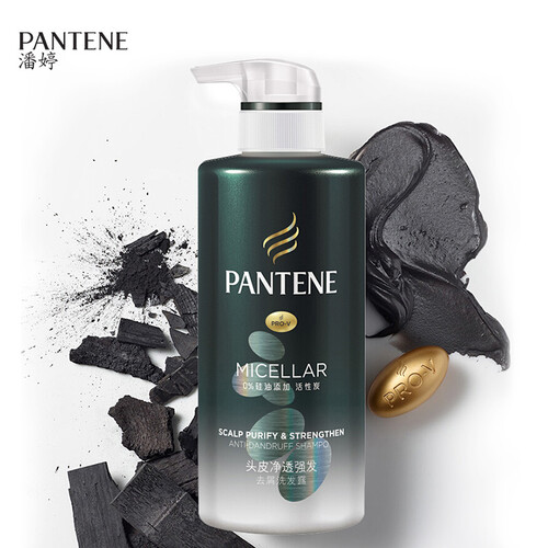 京东超市潘婷PANTENE活性炭洗发水无硅油净透去屑300ml（薄荷清爽发香 黑炭能量水 去屑去油）