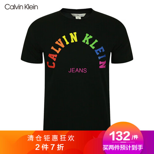 海囤全球海囤全球 Calvin Klein Jeans卡尔文克莱恩ck男装 奢侈品短袖t恤男 夏季半袖 黑色彩色jeans L