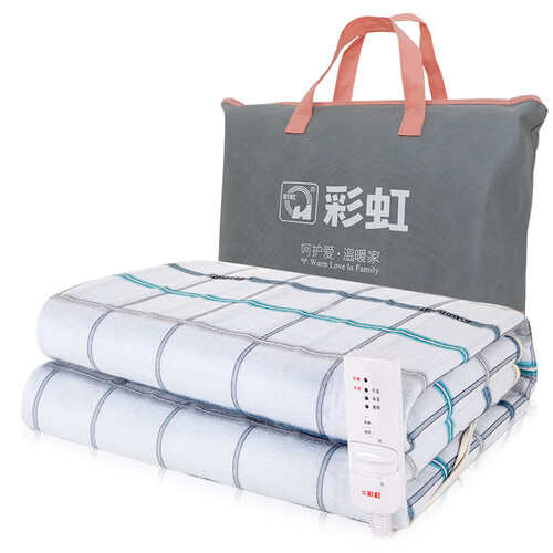 京东超市彩虹电热毯双人 电褥子一键除螨电热毯安全调温型无纺布电毯子 长1.6米宽1.3米 JD102-V2-B