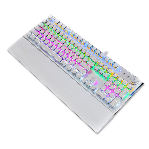 新盟（Technology）X60 机械键盘 有线键盘 游戏键盘 笔记本台式键盘104键背光有线带手托    白色青轴混光