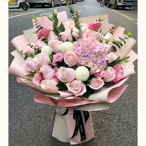 懂你鲜花速递33朵红玫瑰礼盒生日表白花束送女友全国同城北京上海广州深圳天津成都沈阳送花 21朵粉佳人绣球混搭花束