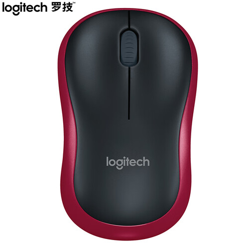 罗技（Logitech）M185(M186) 鼠标 无线鼠标 办公鼠标 对称鼠标 黑色红边 自营 带无线2.4G接收器