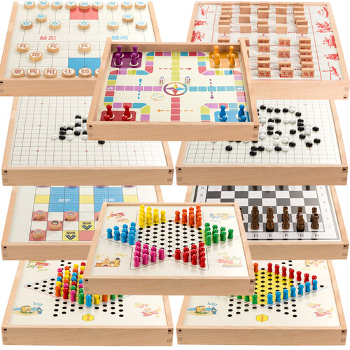 京东超市福孩儿十合一棋儿童益智玩具男孩女孩飞行棋五子棋跳棋多功能游戏套装国际象棋斗兽棋盘类小学生早教生日礼物
