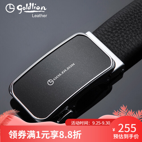 金利来（Goldlion）皮带男 真皮自动扣头层牛皮男士腰带休闲商务正装品牌韩版礼盒装 银色底纹+银色LOGO【款式四】 125CM