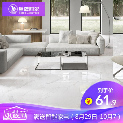鹰牌 瓷砖地板砖 全抛釉 客厅地砖 卫生间仿古砖瓷砖800*800 卡拉拉白 TE0D6FA-T26E 800x800mm