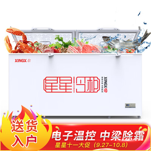 星星（XINGX） 519升 商用变温冰柜 大容积卧式冷柜 冷藏冷冻转换柜 单箱单温双门冰箱 BD/BC-519E
