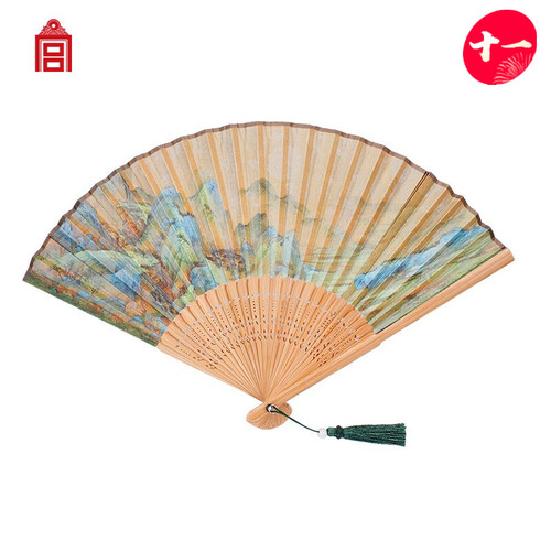 故宫文创 千里江山艺术折扇 女士桑蚕丝扇子 送礼礼品 生日礼物