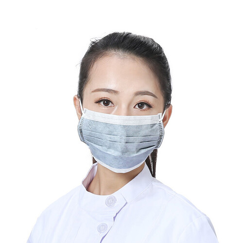 京东超市绿驰 一次性活性炭劳保口罩 50只装 防尘pm2.5颗粒物尾气异味 耳戴折叠式四层防护口罩 （限量）