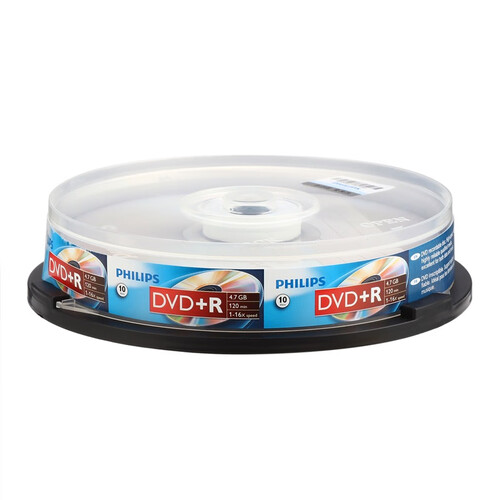 飞利浦（PHILIPS）DVD+R光盘/刻录盘 16速4.7G 桶装10片 空白光盘