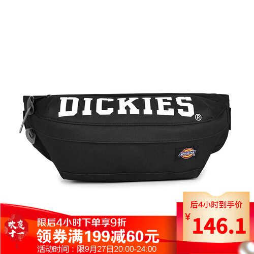 Dickies 潮牌胸包男斜挎包运动休闲骑行挎包单肩包户外帆布腰包女D17-C012 黑色(经典款)