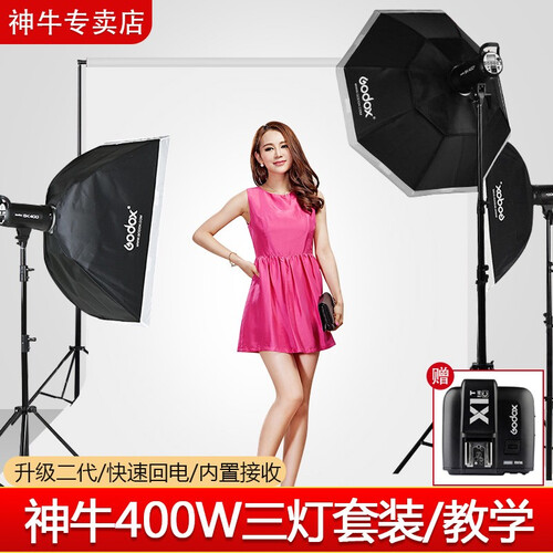 神牛（Godox）摄影灯SK400二代摄影棚套装 人像家具摄影产品静物拍 柔光灯400W三灯套装 SK400II【三灯套装+大礼包】（咨询更优惠）