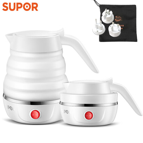 苏泊尔（SUPOR）电热水壶 SW-06J001 食品级硅胶 折叠双电压烧水壶 旅行便携电水壶 0.6L 贴心保温款