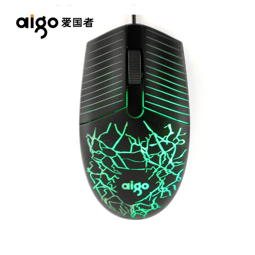 爱国者（aigo）机械有线鼠标Q68有线 电脑笔记本台式牧马人吃鸡宏电竞游戏鼠标 Q22系列 【发光版】 黑色