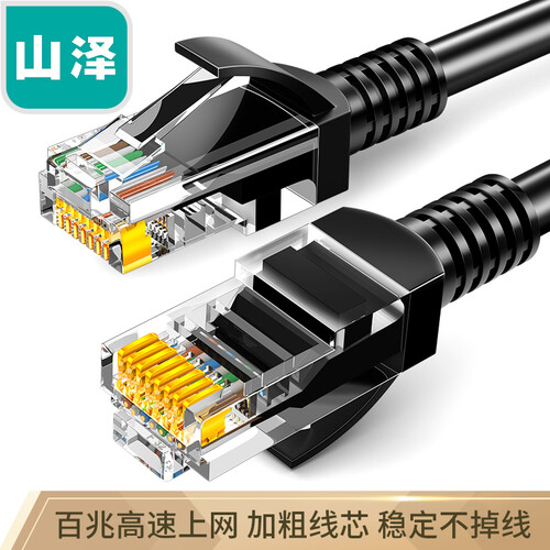 山泽(SAMZHE)超五类网线 CAT5e类高速百兆网线 2米 工程/宽带电脑家用连接跳线 成品网线 黑色 SH-1020