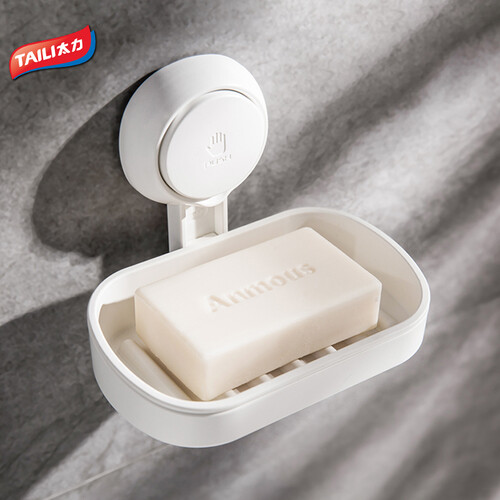 太力肥皂盒香皂盒壁挂式免打孔无痕吸盘挂钩双层肥皂架沥水浴室置物架
