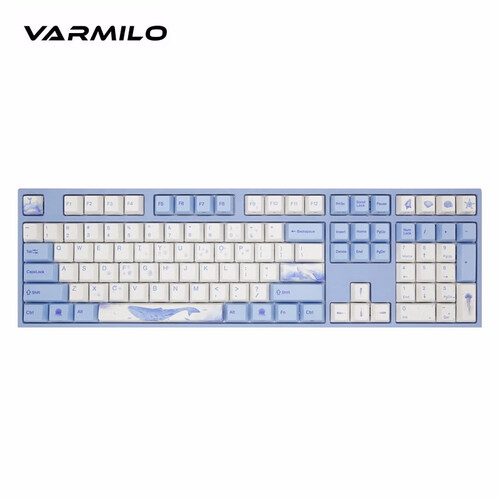 阿米洛（Varmilo） 海韵主题款 静电容机械轴/樱桃轴 程序员优选机械键盘  办公游戏机械键盘 海韵VD108键蓝牙有线键盘 cherry茶轴无灯