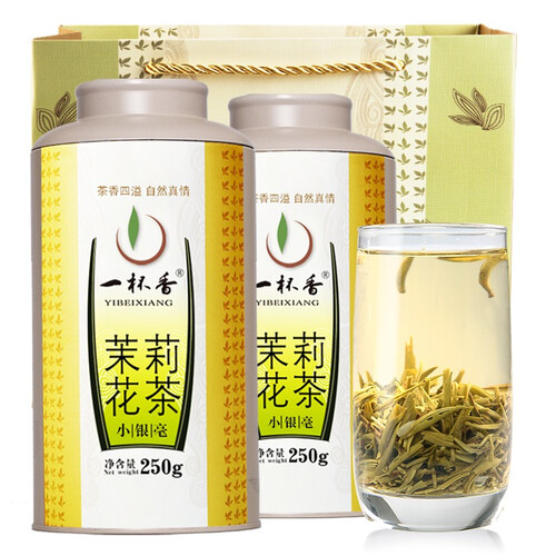 京东超市一杯香茶叶2019新茶浓香型茉莉花茶2盒共500g 茶叶花茶礼盒装广西横县福建散装花草茶