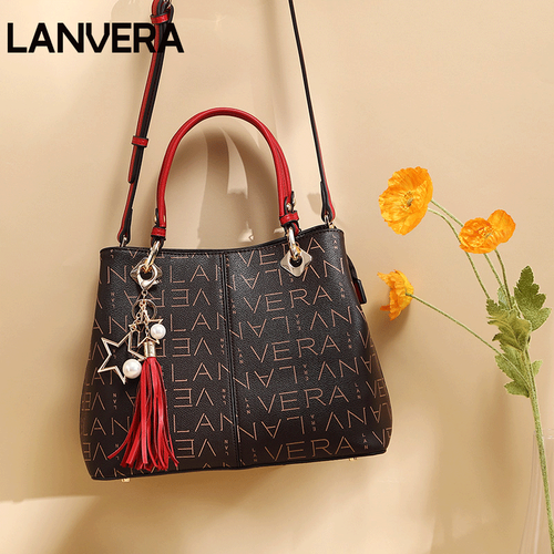 LANVERA 女包单肩包时尚印花手提斜挎大包欧美百搭女士包包