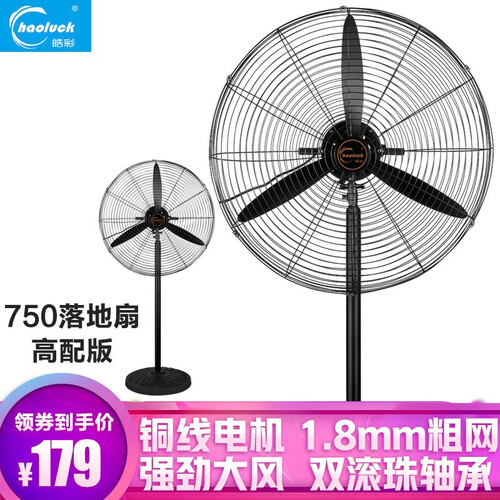 皓彩（haoluck）工业风扇强力落地扇牛角扇工业扇商用机械立式大功率电风扇工厂大风扇挂壁扇壁挂式 【750落地扇】【塑钢扇叶 加粗网】