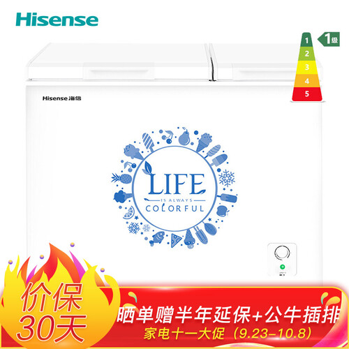 海信（Hisense）163升一级能效家用小型双温冰柜 冷藏冷冻冷柜 节能保鲜柜 双开门冰箱 BCD-163N/B