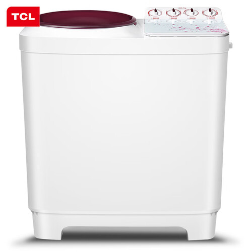 TCL 9公斤 半自动双缸波轮洗衣机 钢化玻璃盖板 洗脱分离 喷淋漂脱单进水口（芭蕾白）XPB90-9316S
