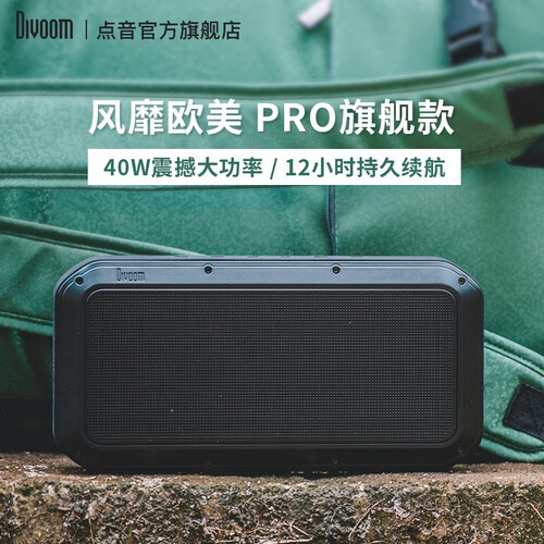 Divoom Pro发烧级蓝牙音箱便携式高保真扬声器防水无线手机电脑音响HIFI大功率大音量重低音炮 黑色