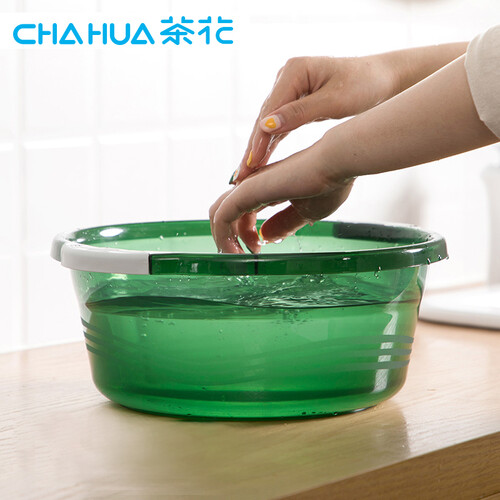 京东超市茶花 塑料盆子洗脸盆洗衣盆 38cm  透明绿 03431K*