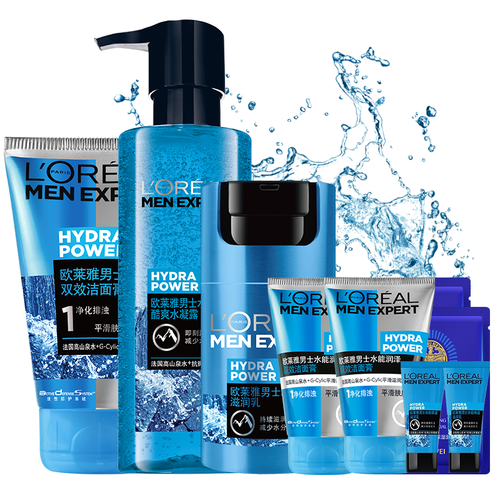 欧莱雅（L'OREAL） 套装男士洗面奶水能秋冬季控油补水保湿爽肤水乳化妆品护肤品套装 水能酷爽滋润保湿套装