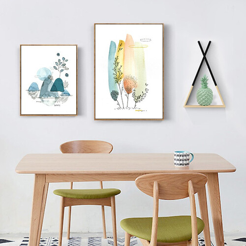 轩逸 餐厅装饰画现代简约饭厅挂画食堂饭店壁画卧室创意组合墙壁厨房客厅盖电箱画 创意组合/01款 小组合（左30*40右40*60+置物架）一套价