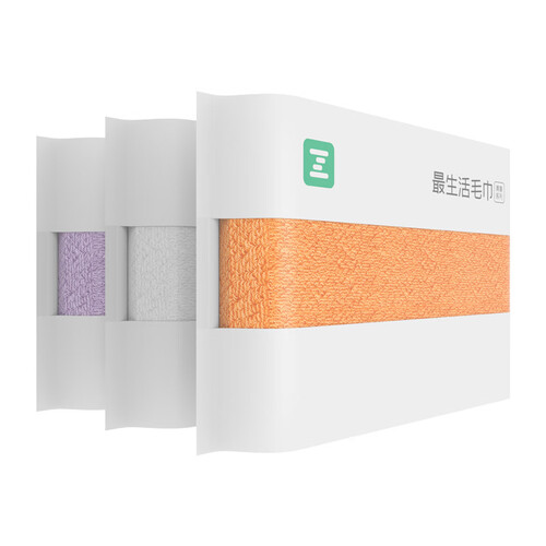 京东超市最生活（a-life）小米毛巾 纯棉洗脸巾 强吸水毛巾 全棉加厚面巾 成人家用 3条装 白/紫/橘